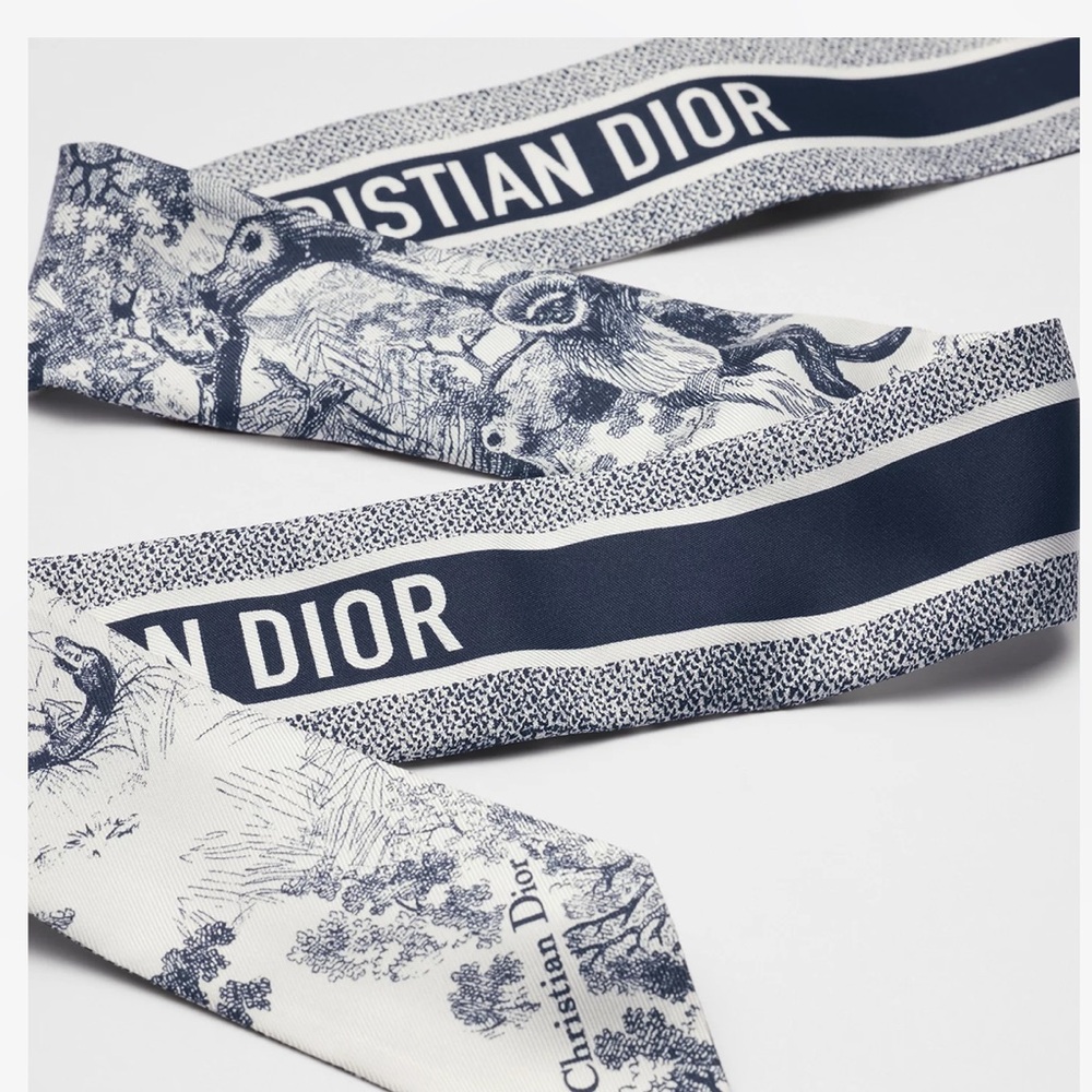 Dior Toile de Jouy Sauvage Mitzah Ivory and Navy Blue Silk Twill - Picture 4 of 8